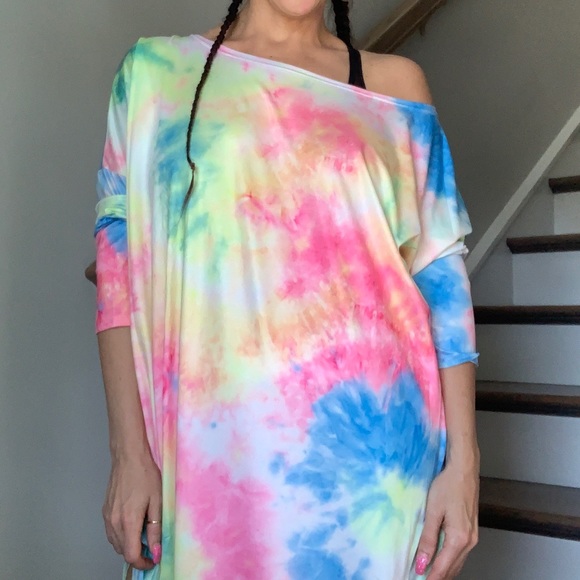 TIE DYE - NWT Off Shoulder Maxi Dress - Picture 10 of 12